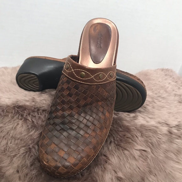 Ecco Shoes - ECCO sz 41 brown leather woven clogs US 10